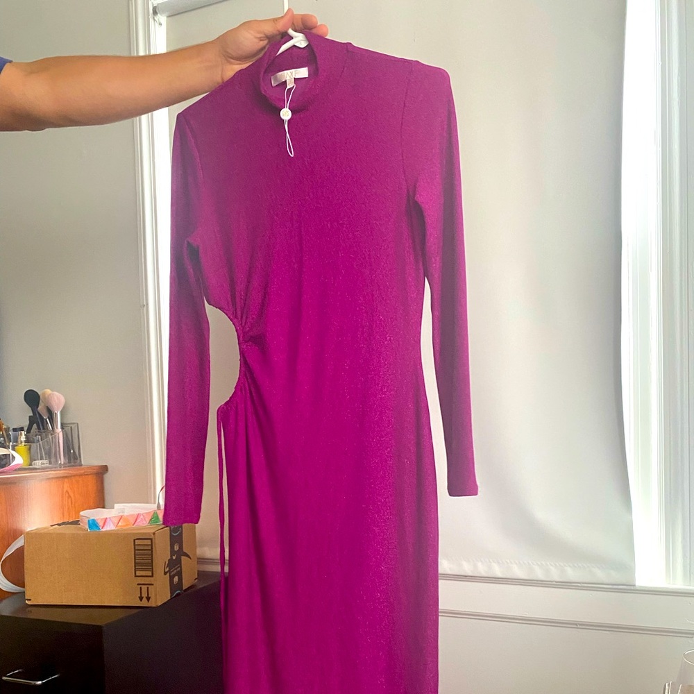 Wayf Long sleeve, fitted shimmer dress NWT